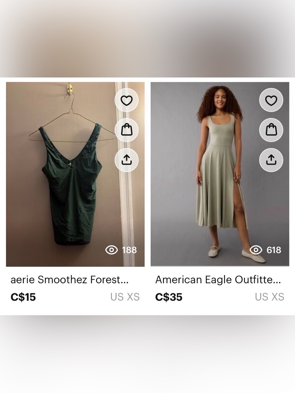 aerie and American Eagle XS bundle: Smoothez Green Tank and Green Midi Dress